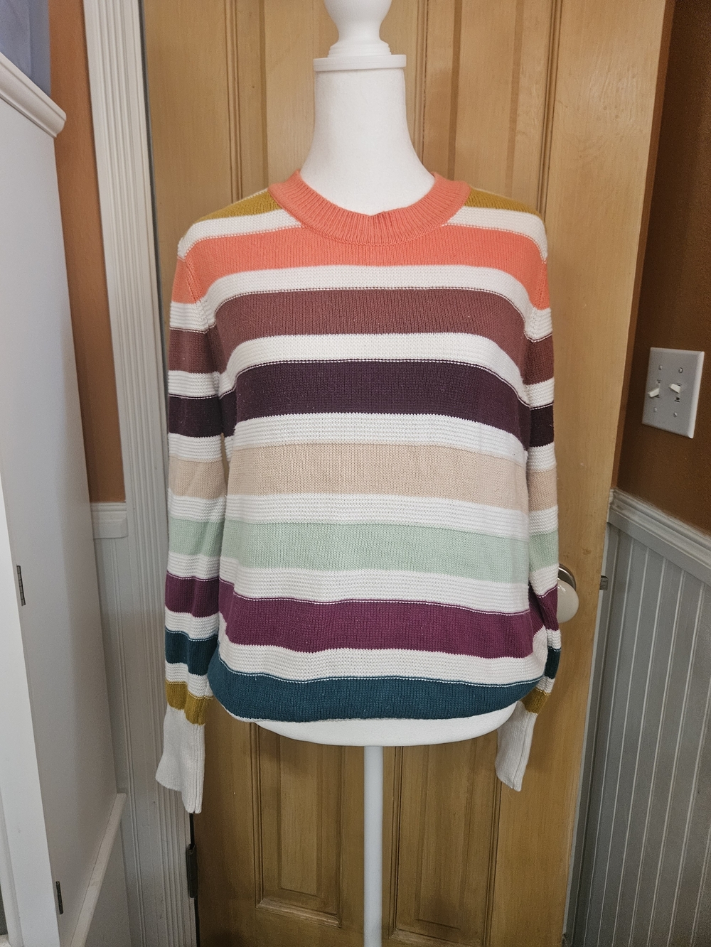 Loft Striped Multicolor Crewneck Sweater - Women's